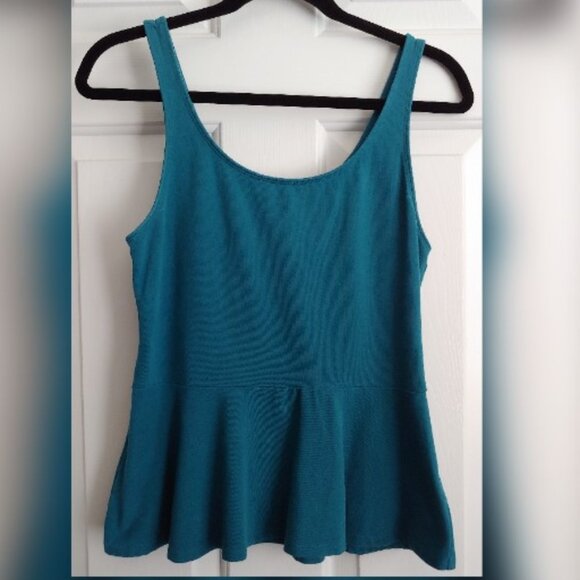 EXPRESS Blue Green Peplum Tank Top – Size Medium - Picture 1 of 6
